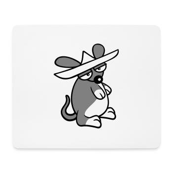 Maus großer Hut Sombrero Traurig Müde Gelangweilt - Mousepad (Querformat) - Weiß - Vorne