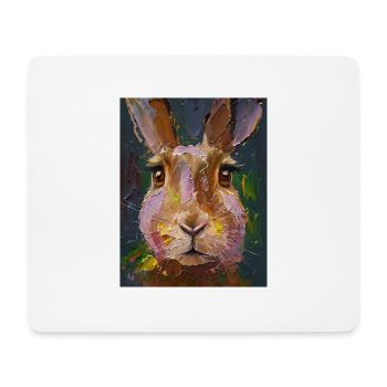 Lièvre peinture peinture huile cadeau - Tapis de souris (format paysage) - blanc - Devant