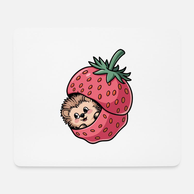 Cute Hedgehog Inside a Strawberry - Mouse Pad (horizontal) - white