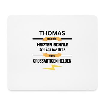 Thomas unter harte Schale eines Großartigen Helden - Mousepad (Querformat) - Weiß - Vorne