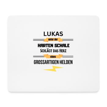 Lukas unter harte Schale eines Großartigen Helden - Mousepad (Querformat) - Weiß - Vorne