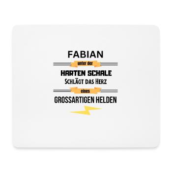 Fabian unter harte Schale eines Großartigen Helden - Mousepad (Querformat) - Weiß - Vorne