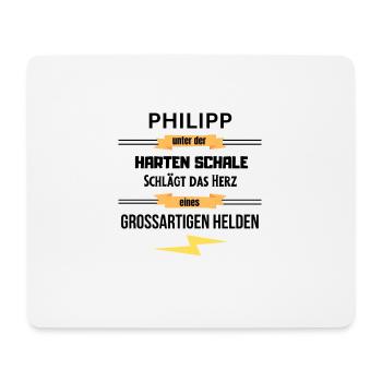 Philipp harte Schale eines Großartigen Helden - Mousepad (Querformat) - Weiß - Vorne