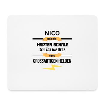 Nico unter harte Schale eines Großartigen Helden - Mousepad (Querformat) - Weiß - Vorne