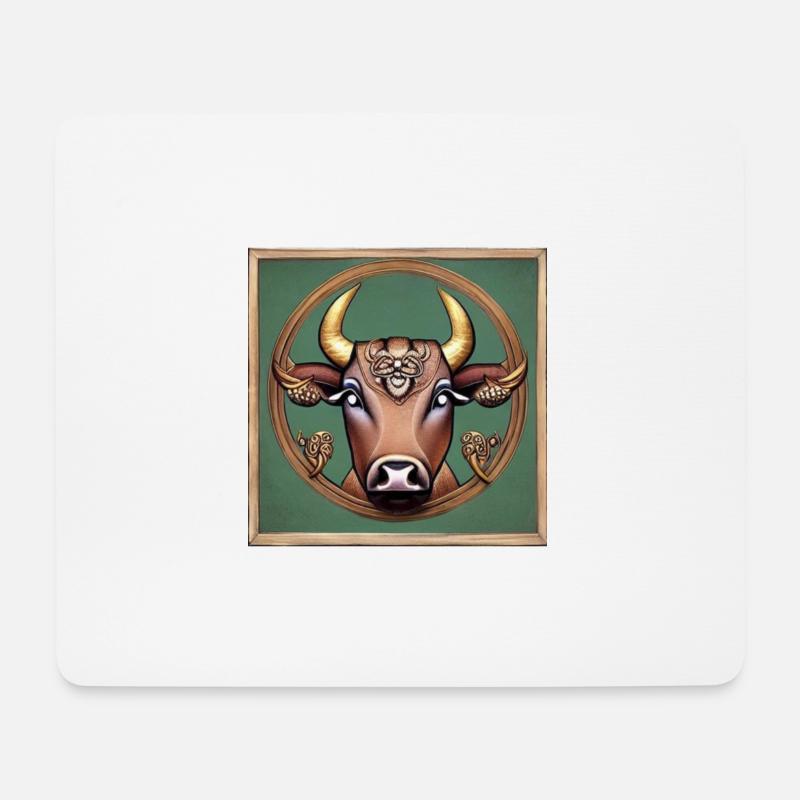 Stier - Mousepad (Querformat) - Weiß
