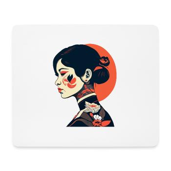 Geisha Tattoo Girl - Mousepad (Querformat) - Weiß - Vorne