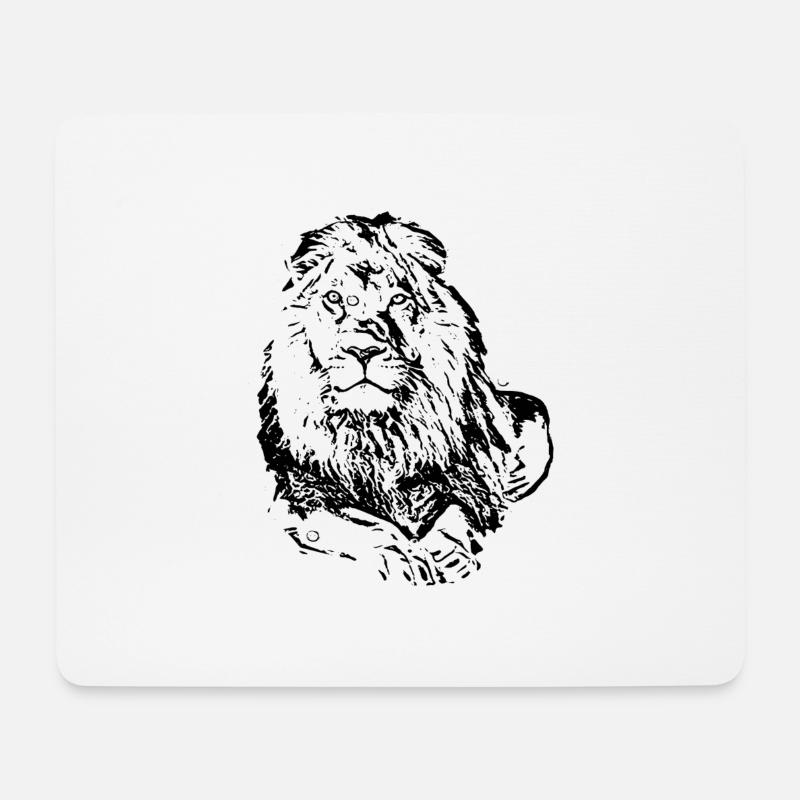 Löwe - Mousepad (Querformat) - Weiß