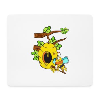 Abeille avec ruche sur la branche - Tapis de souris (format paysage) - blanc - Devant