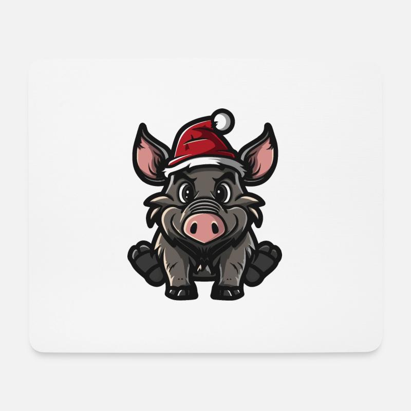 Schwein Weihnachten Wildschwein - Mousepad (Querformat) - Weiß