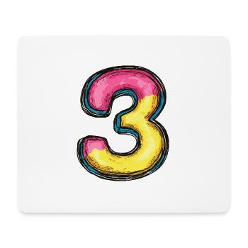 3 Zahl symbol - Mousepad (Querformat) - Weiß - Vorne