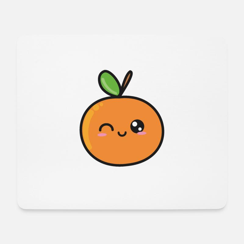 Sweet Orange Kawaii Drawing - Mouse Pad (horizontal) - white
