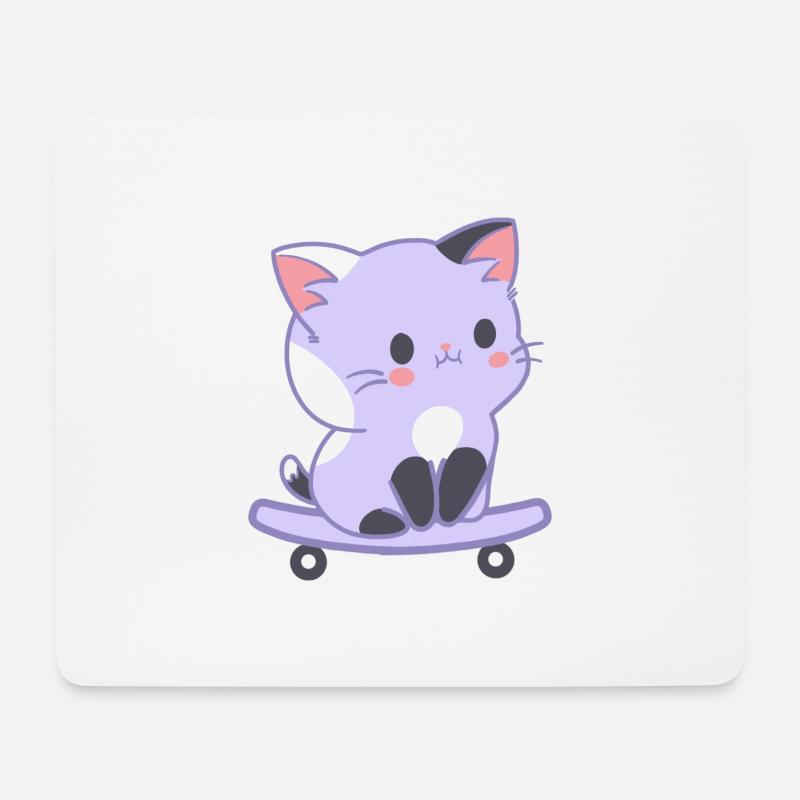 skater Cat - Mousepad (Querformat) - Weiß