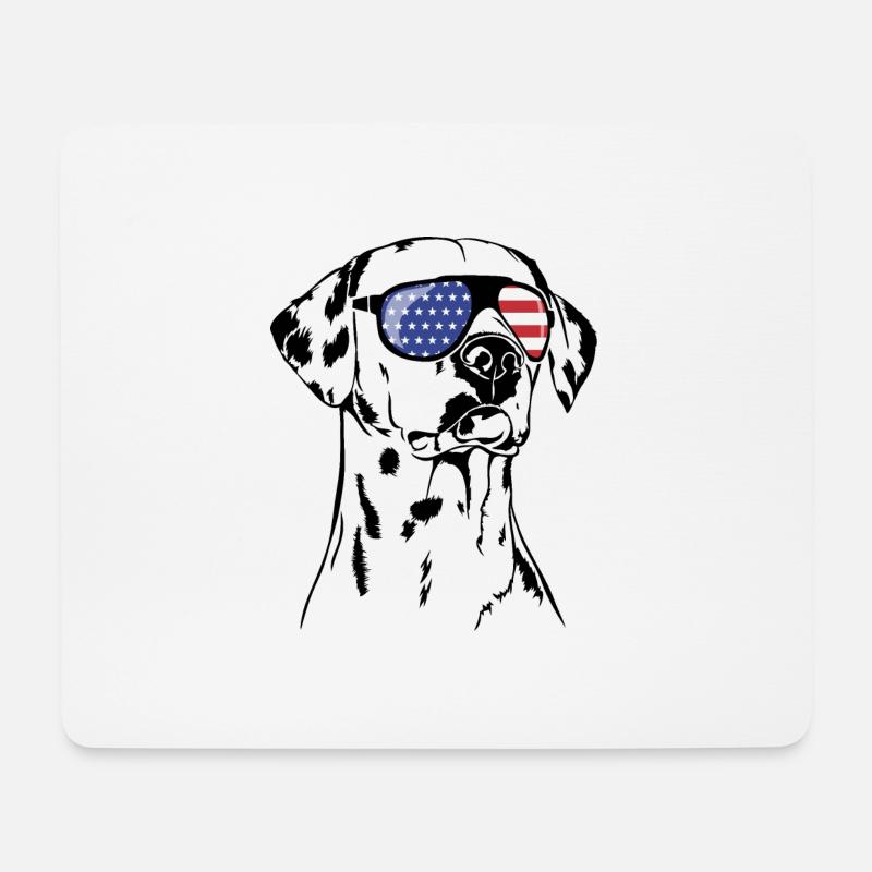 DALMATINER Sonnenbrille Amerika Fahne Wilsigns - Mousepad (Querformat) - Weiß