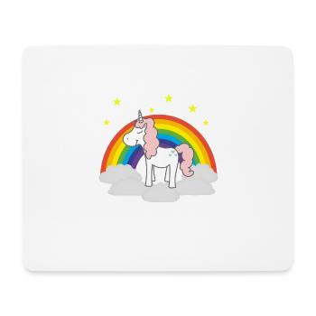 Einhorn auf Regenbogen - Mousepad (Querformat) - Weiß - Vorne