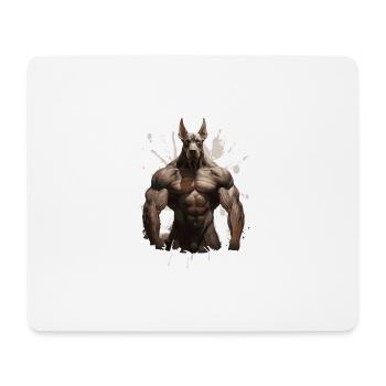 Doberman Chien Muscles Workout Beast - Tapis de souris (format paysage) - blanc - Devant