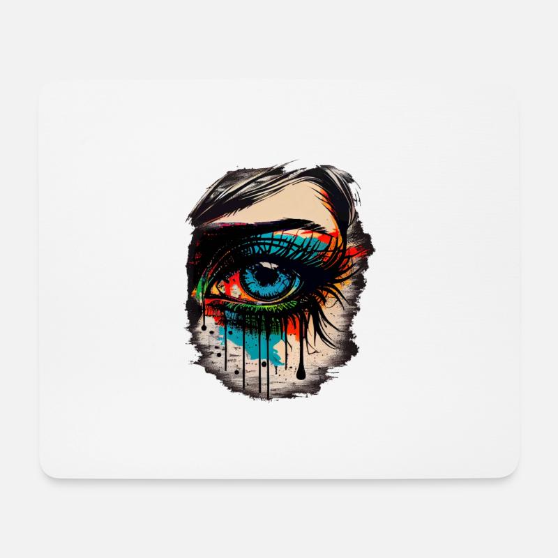 Psychedelisches Auge mit bunten Airbrush Details - Mousepad (Querformat) - Weiß