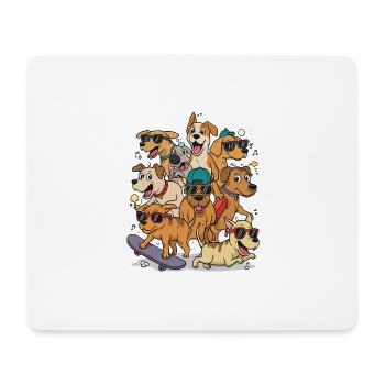 Glückliche Hunde - Mousepad (Querformat) - Weiß - Vorne