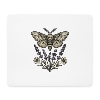 Motte über Lavendelstrauß - Mousepad (Querformat) - Weiß - Vorne
