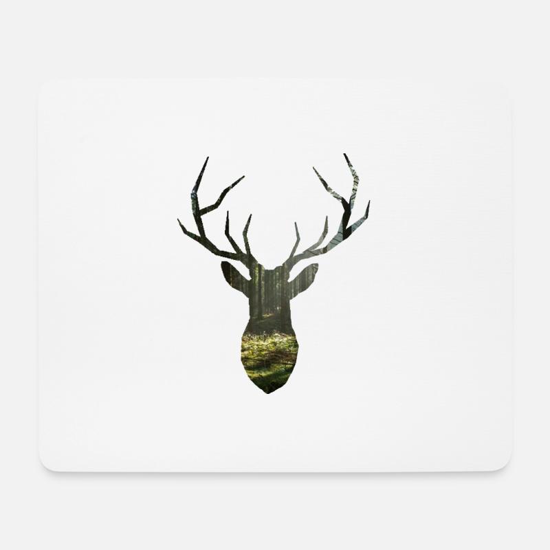 Hirsch, Wald, Natur, Freiheit, Design - Mousepad (Querformat) - Weiß