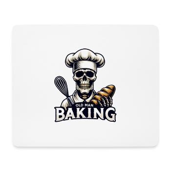 Old Man Baking Skull with Baker's Hat Baking Bread - Mouse Pad (horizontal) - white - Front