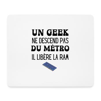 un geek ne descend pas du métro - Tapis de souris (format paysage) - blanc - Devant