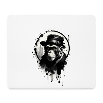 Affe mit Hut - Mousepad (Querformat) - Weiß - Vorne