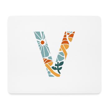 Geschenkidee für groovige Blumen mit dem Buchstaben v - Mousepad (Querformat) - Weiß - Vorne