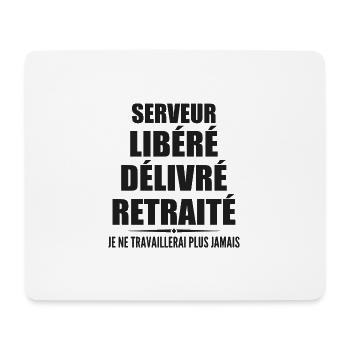 Serveur célèbre sa retraite avec humour cadeau - Tapis de souris (format paysage) - blanc - Devant