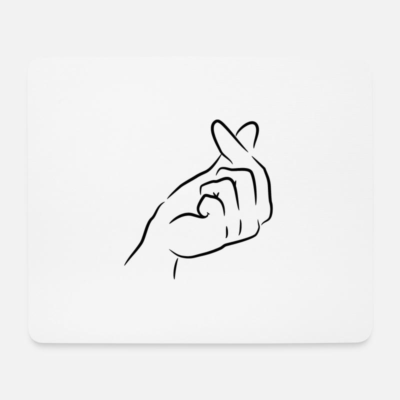 Finger Herz Koreanisch K Pop - Mousepad (Querformat) - Weiß