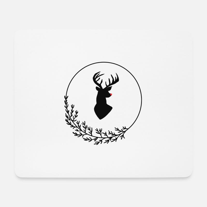 Hirsch mit roter Nase - Mousepad (Querformat) - Weiß