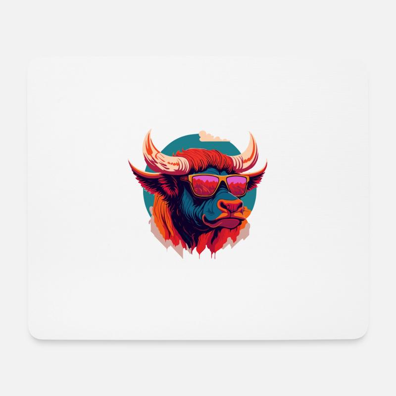 Waldbrand-Bison - Mousepad (Querformat) - Weiß