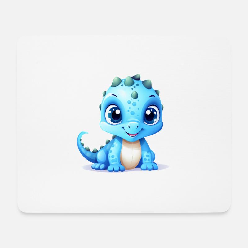 Niedlicher kleiner blauer Dino - Mousepad (Querformat) - Weiß