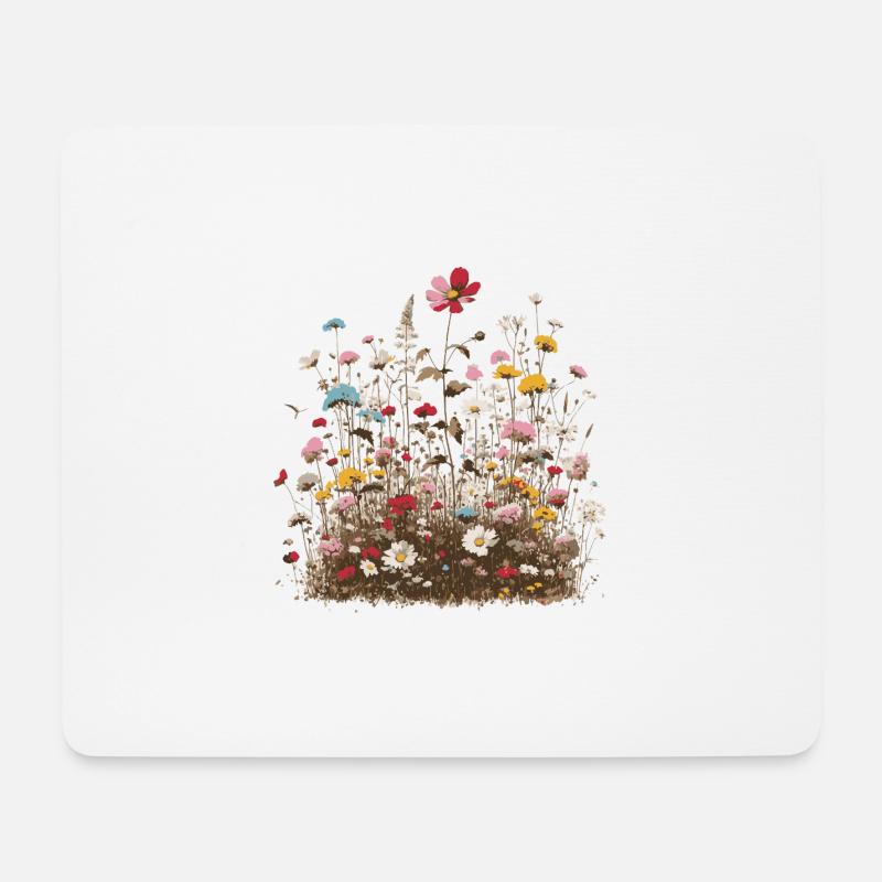 duftende bunte Blumenwiese Frühling Blüten Kräuter - Mousepad (Querformat) - Weiß