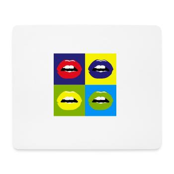 Pop Art / Comic: Kussmund, Lippen, Lippenstift - Mousepad (Querformat) - Weiß - Vorne