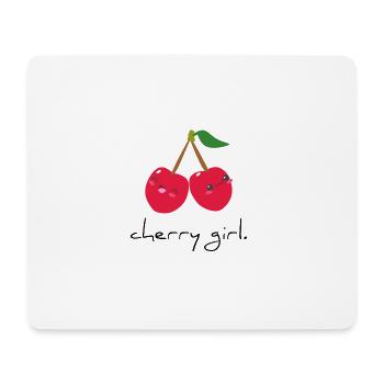 cherry girl Kirschen Mädchen Frau Obst Geschenk - Mousepad (Querformat) - Weiß - Vorne