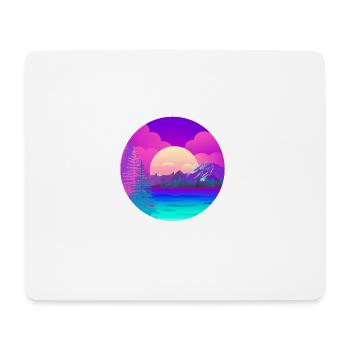 Lake in the mountains with forest at sunset - Mouse Pad (horizontal) - white - Front