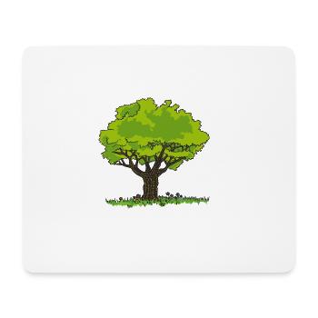Baum Zeichnung Wiese und Blumen - Mousepad (Querformat) - Weiß - Vorne