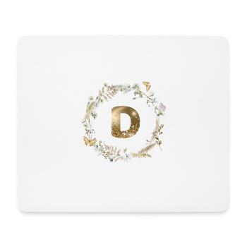 D Monogramme Paillettes Boho Couronne - Tapis de souris (format paysage) - blanc - Devant