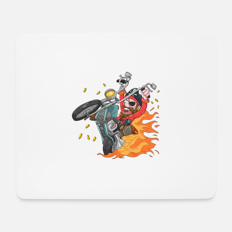 Motorrad Pirat - Mousepad (Querformat) - Weiß