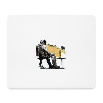 Astronaut chillt mit Bier coole Illustration - Mousepad (Querformat) - Weiß - Vorne