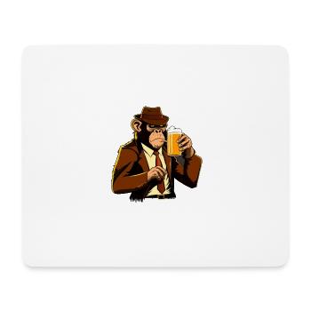 Gangster Schimpanse mit Bier - Mousepad (Querformat) - Weiß - Vorne