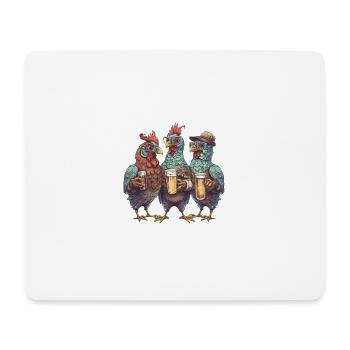 Cool hipster taps - Gockel with beer - Mouse Pad (horizontal) - white - Front