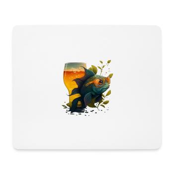 Poisson avec de la bière et des lunettes de soleil - Tapis de souris (format paysage) - blanc - Devant