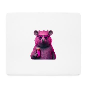 Funny animal with beer in pink - Mouse Pad (horizontal) - white - Front