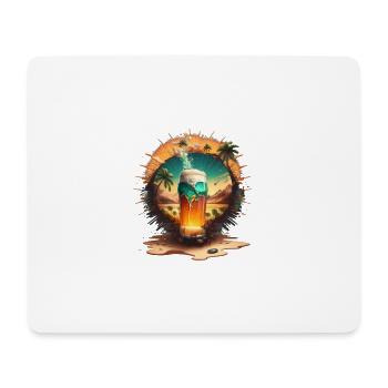 Cooles Sommer Bier unter Palmen am Strand - Mousepad (Querformat) - Weiß - Vorne