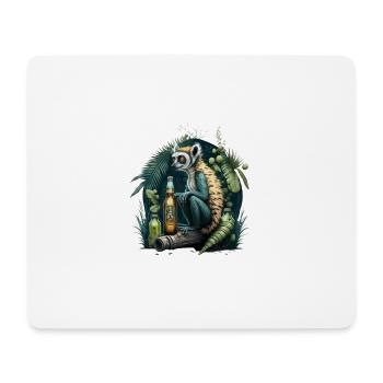Lémurien dans la jungle dégustant sa bière - Tapis de souris (format paysage) - blanc - Devant
