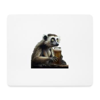 Drôle de lémurien fou à la bière - Tapis de souris (format paysage) - blanc - Devant