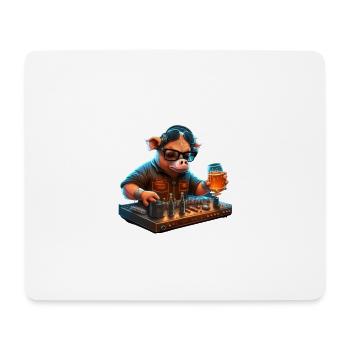 Cooles DJ Schwein mit Bier im Club - Mousepad (Querformat) - Weiß - Vorne