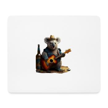 Lustiger Koala mit Hut Gitarre und Bier - Mousepad (Querformat) - Weiß - Vorne