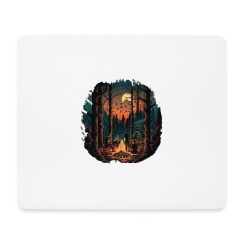 Feu de camp la nuit dans la forêt - Tapis de souris (format paysage) - blanc - Devant